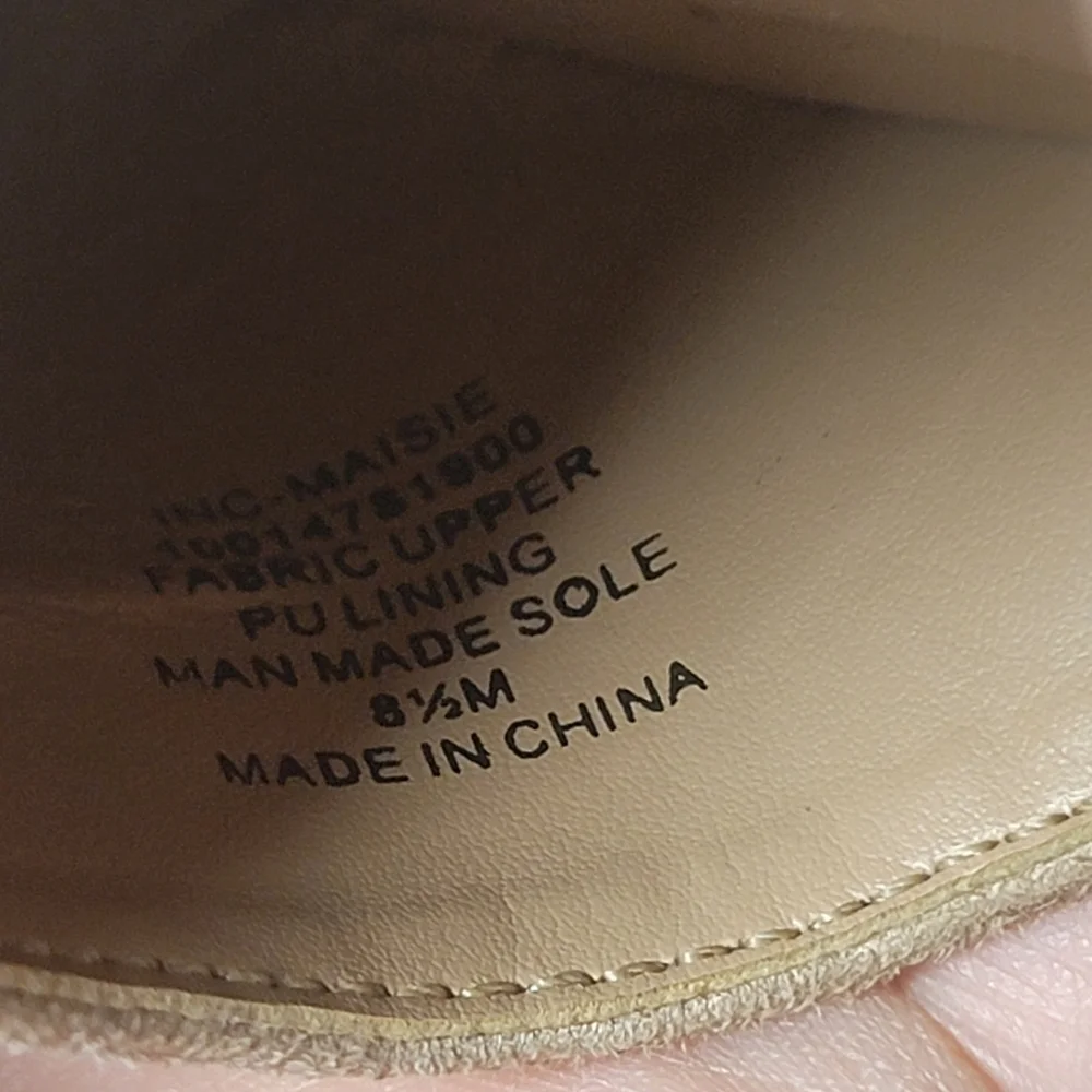 I.N.C. |Maise Almond Toe Nude Espadrille Wedge Platform strappy sandals Size 8.5